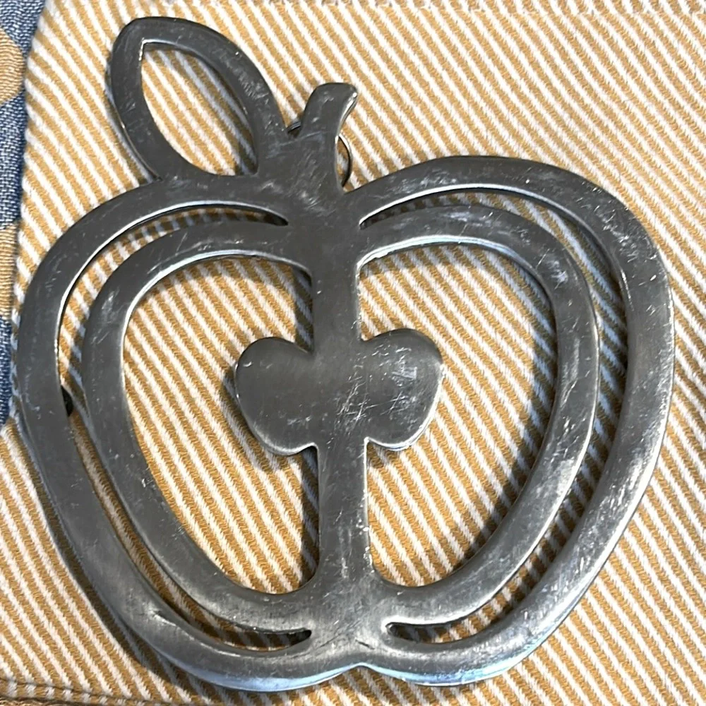 Vintage Silver Apple Trivet Ready to Hang 1980s